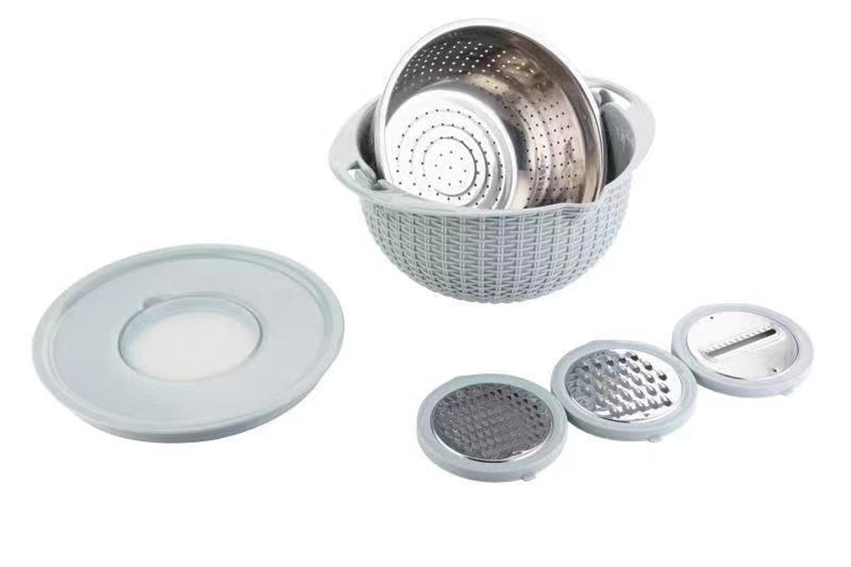 Kitchen Fruit Tray Removable Double Layer Fruit and Vegetable Basin Draining Basket Creative Household Rotating Washing Basket