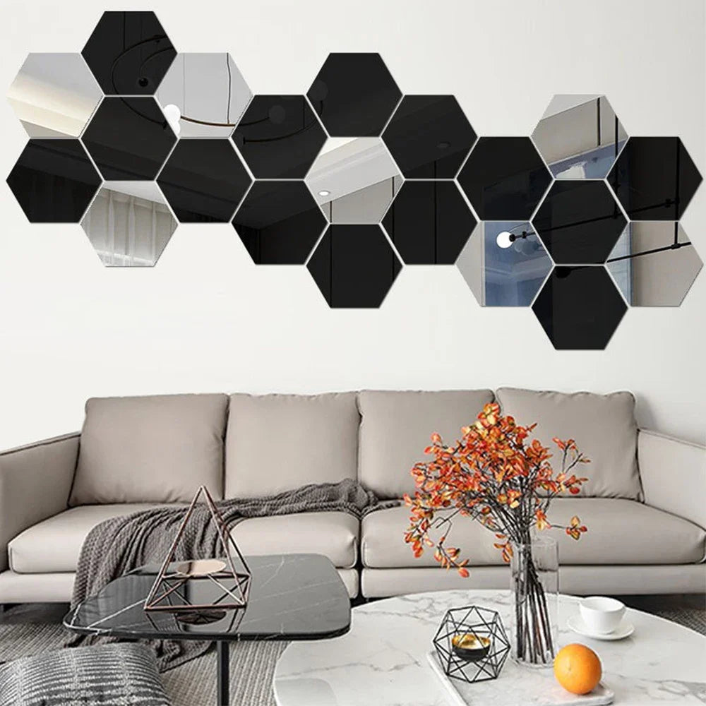 3D Hexagon Mirror Wall Stickers