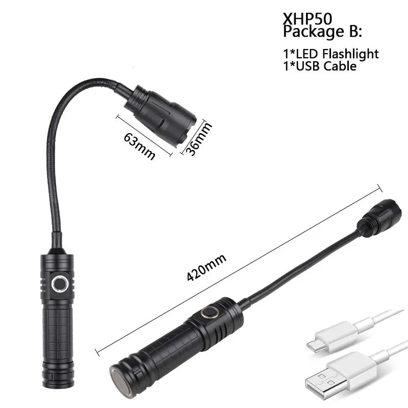 Flexible USB XHP50 LED Flashlight