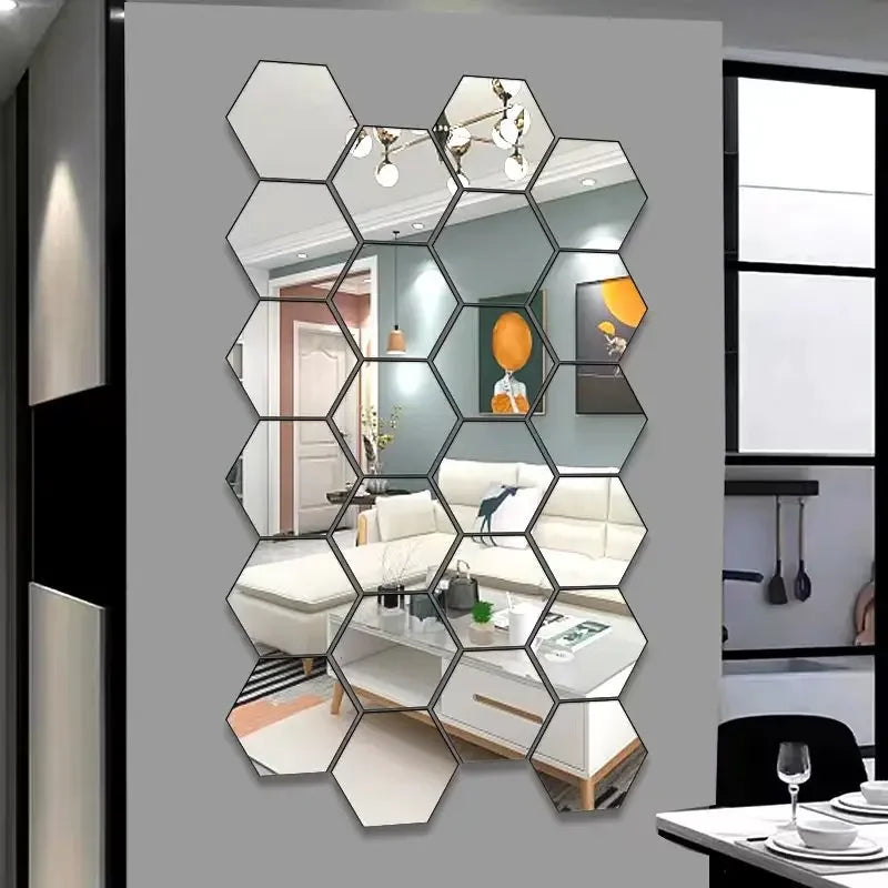 3D Hexagon Mirror Wall Stickers