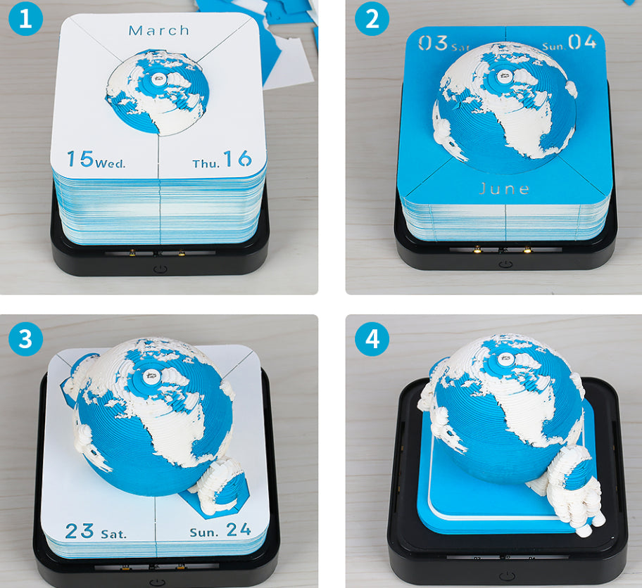 3D Three-Dimensional Note Paper Earth Model Paper Carving Calendar Note Book Ornaments