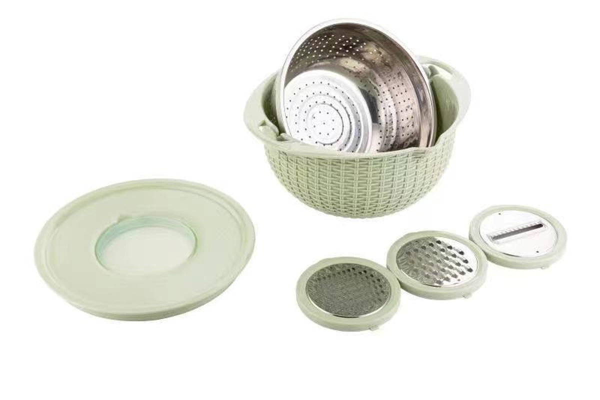 Kitchen Fruit Tray Removable Double Layer Fruit and Vegetable Basin Draining Basket Creative Household Rotating Washing Basket